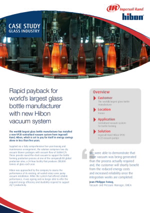 Photomontage showcasing the rapid payback for glass industry with the using of air injection blowers package VP Hibon