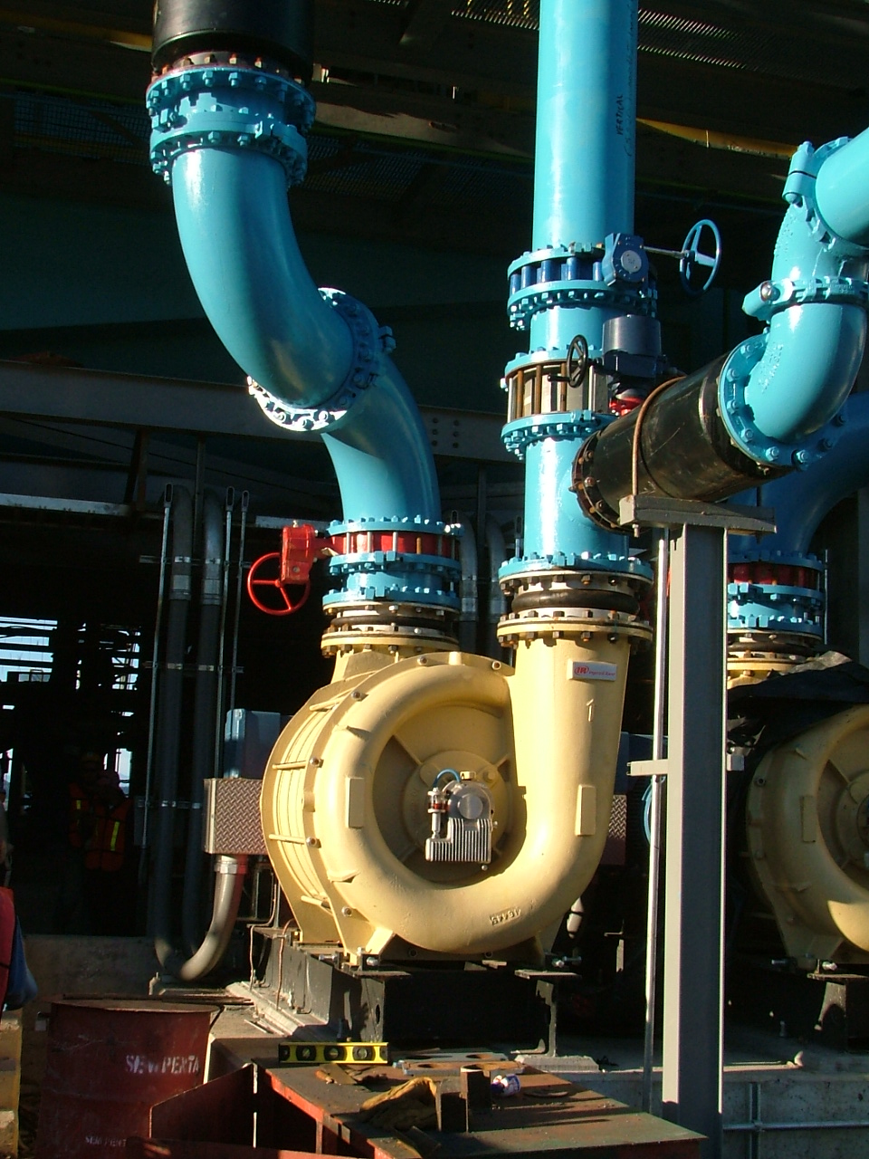 Hibon multistage centrifugal blower installation on water treatment plant