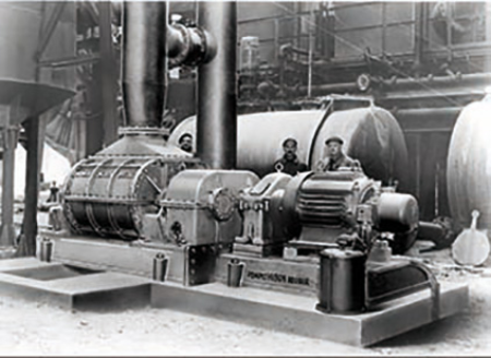 Old vacuum pumps by Hibon HHLV HHLH installed in paper mills factory